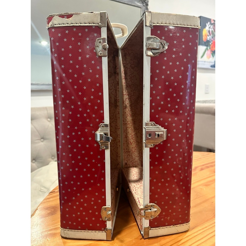 Vintage 1950's Doll Clothes Trunk Red